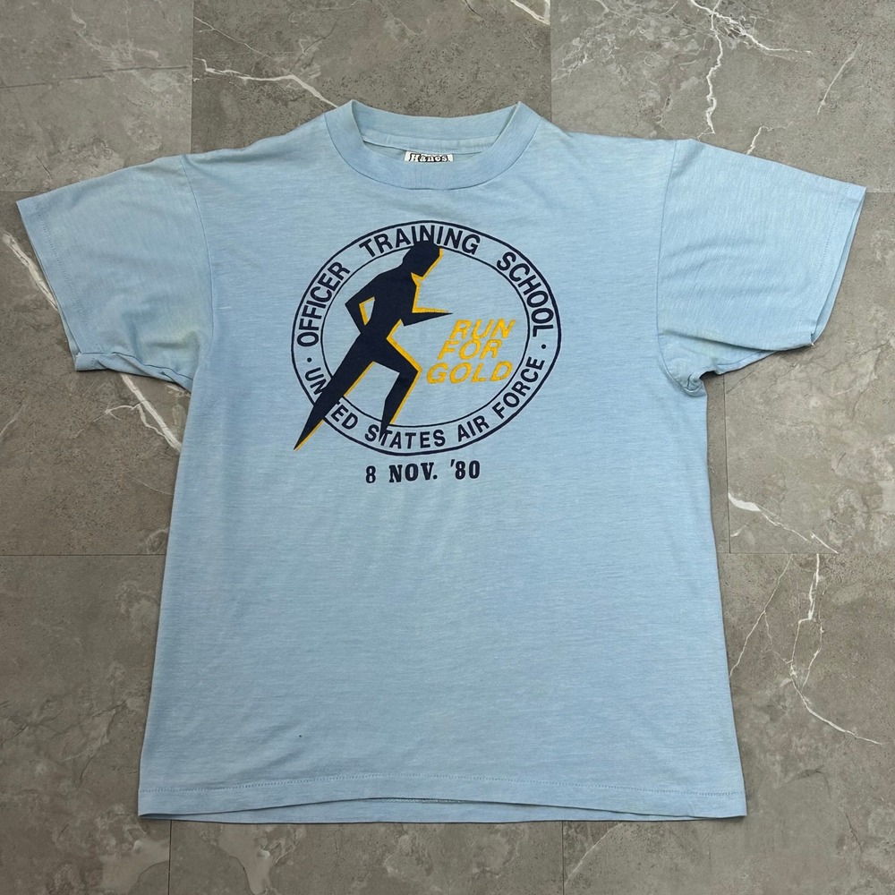 80s Vintage US Air Force Officer Training Graphic Tee Mens Medium Marathon Shirt